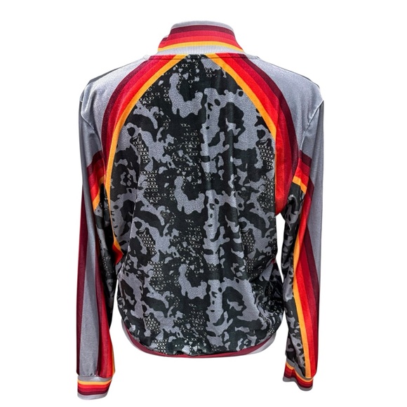 Lucky in Love Velvet Camo Jacket Black Grey Stripe Full Zip Size Medium Tennis - Picture 3 of 9